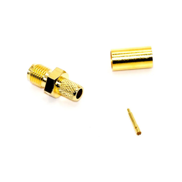 Купити Роз'єм SMA, гніздо SMA-RP (female), реверсне обтискне на кабель RG-58, gold Магазин радіоелектроніки та радіодеталей RELCOMA, радіоринок каталог Київ, Україна