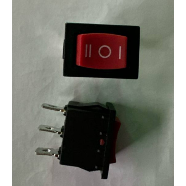 Купить Переключатель клавишный (KCD1-2-103), с фиксацией, без подсветки, ON-OFF-ON, 3PIN,  Красный, Черный Магазин радиоэлектроники и радиодеталей RELCOMA, радиорынок каталог Киев, Украина