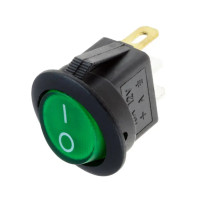 Купить Переключатель клавишный KCD1-8-101N c подсветкой 12V ON-OFF 3 Pin, Зеленый, Черный Магазин радиоэлектроники и радиодеталей RELCOMA, радиорынок каталог Киев, Украина