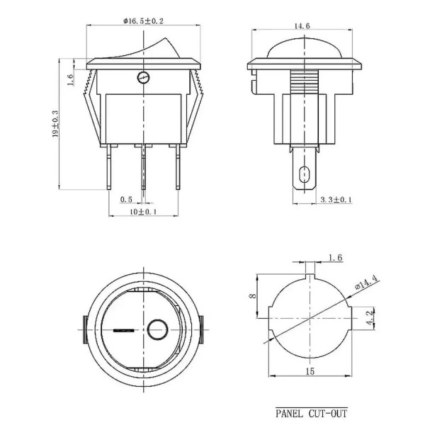 Купить Переключатель мини (KCD5-2-103), круглый, ON-OFF-ON, 3PIN, Белый, Белый Магазин радиоэлектроники и радиодеталей RELCOMA, радиорынок каталог Киев, Украина