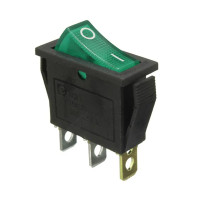 Купить Переключатель клавишный KCD3-101N с фиксацией c подсветкой 12V ON-OFF Зеленый, Черный Магазин радиоэлектроники и радиодеталей RELCOMA, радиорынок каталог Киев, Украина