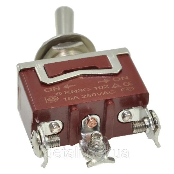 Купити Тумблер (KN3C-102), з фіксацією, 15А, 250V, ON-ON, 3PIN (гвинти) Магазин радіоелектроніки та радіодеталей RELCOMA, радіоринок каталог Київ, Україна