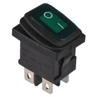 Купити Перемикач міні KCD1-4-201W, IP65, 6A, 4pin, підсвічування 220V, ON-OFF, зелений Магазин радіоелектроніки та радіодеталей RELCOMA, радіоринок каталог Київ, Україна