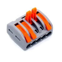 Купити З'єднувач проводів багаторазовий PCT-213 (типу WAGO 222-415), 5pin (max 2.5mm2), Сірий Магазин радіоелектроніки та радіодеталей RELCOMA, радіоринок каталог Київ, Україна