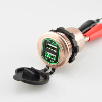 Купить Врезная USB зарядка в авто BTC-L5 на 2 USB по 2.1А 12В-24В, которая встраивается в панель, монтаж 29мм, Зеленая Магазин радиоэлектроники и радиодеталей RELCOMA, радиорынок каталог Киев, Украина