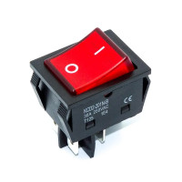 Купить Переключатель клавишный KCD4, 30A, с фиксацией, c подсветкой 220V, ON-OFF, 4PIN, Красный, Черный Магазин радиоэлектроники и радиодеталей RELCOMA, радиорынок каталог Киев, Украина