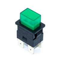 Купить Кнопка (PS23-16N-2) с фиксацией, для пылесосов, c подсветкой 12А 250VAC, ON-OFF,  4PIN, Зеленый, Черный Магазин радиоэлектроники и радиодеталей RELCOMA, радиорынок каталог Киев, Украина