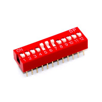 Купити DIP перемикач (dip switch) DS-12 в плату, 24pin, ON-OFF, червоний Магазин радіоелектроніки та радіодеталей RELCOMA, радіоринок каталог Київ, Україна