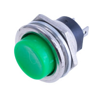 Купить Кнопка (DS-212), без фиксации, круглая, без подсветки, OFF-(ON), 2PIN, Зеленый, Серебристый Магазин радиоэлектроники и радиодеталей RELCOMA, радиорынок каталог Киев, Украина