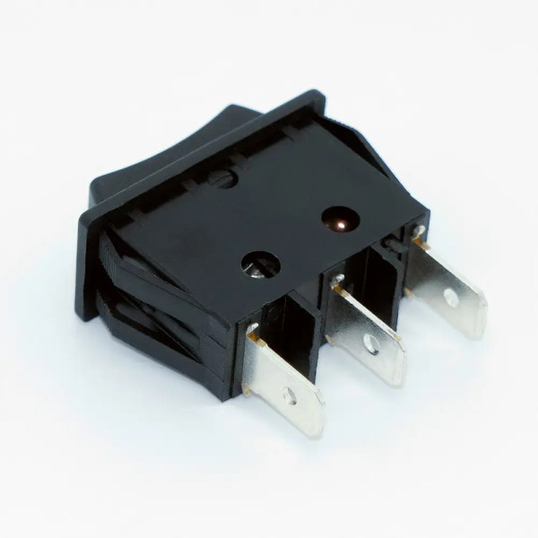 Купить Переключатель клавишный KCD3-4-123 без подсветки, (ON)-OFF-(ON) 3 Pin, Черный, Черный возвратный Магазин радиоэлектроники и радиодеталей RELCOMA, радиорынок каталог Киев, Украина