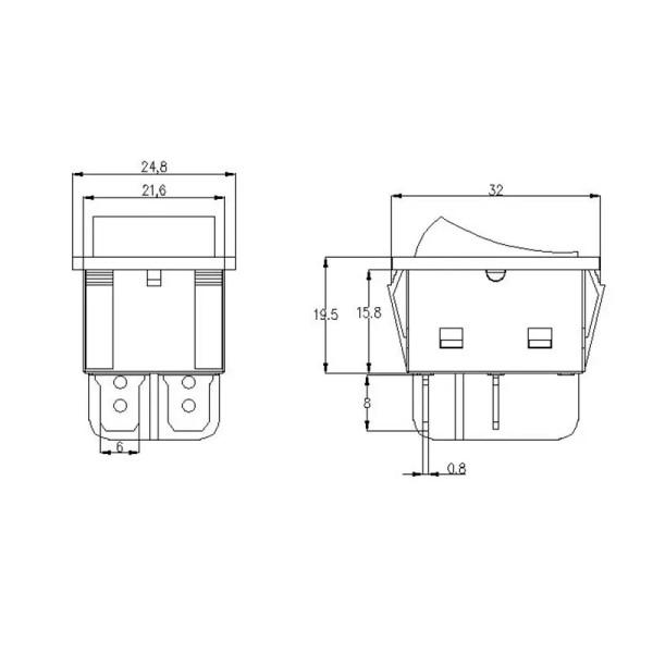 Купить Переключатель клавишный KCD4, 30A, с фиксацией, c подсветкой 220V, ON-OFF, 4PIN, Зеленый, Черный Магазин радиоэлектроники и радиодеталей RELCOMA, радиорынок каталог Киев, Украина