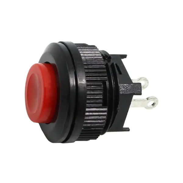 Купить Кнопка (DS-500), без фиксации, круглая, без подсветки, OFF-(ON), 2PIN, Красный, Черный Магазин радиоэлектроники и радиодеталей RELCOMA, радиорынок каталог Киев, Украина
