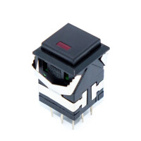 Купить Кнопка (KD2-21), с фиксацией, прямоугольная, c индикатором 2,4V, ON-ON, 8PIN, Черный, Черный Магазин радиоэлектроники и радиодеталей RELCOMA, радиорынок каталог Киев, Украина