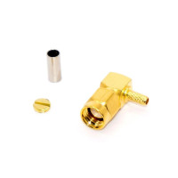 Купити Роз'єм SMA, штекер SMA-RP (Reverse Polarity) кутовий, обтискний на кабель RG-174, gold Магазин радіоелектроніки та радіодеталей RELCOMA, радіоринок каталог Київ, Україна