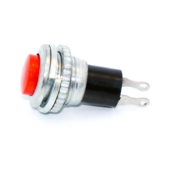 Купить Кнопка DS-316 без фиксации, круглая, без подсветки, OFF-(ON),  2PIN, Красный, Серебристый Магазин радиоэлектроники и радиодеталей RELCOMA, радиорынок каталог Киев, Украина