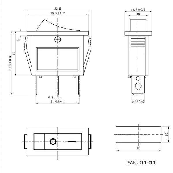 Купить Переключатель клавишный KCD3-101N с фиксацией c подсветкой 12V ON-OFF Синий, Черный Магазин радиоэлектроники и радиодеталей RELCOMA, радиорынок каталог Киев, Украина