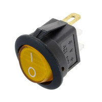 Купить Переключатель клавишный KCD1-8-101N c подсветкой 12V ON-OFF 3 Pin, Желтый, Черный Магазин радиоэлектроники и радиодеталей RELCOMA, радиорынок каталог Киев, Украина