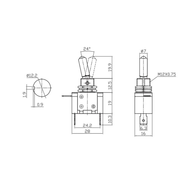 Купити Тумблер SW-07D, з фіксацією, 20А, з підсвічуванням 12V Червоний, ON-OFF, 3PIN Магазин радіоелектроніки та радіодеталей RELCOMA, радіоринок каталог Київ, Україна