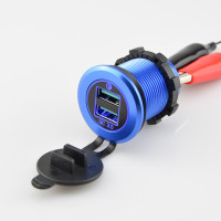 Купити Автомобільна зарядка BTC-L3, гніздо 2 USB (QC3.0),  монтаж 29мм, LED Blue Магазин радіоелектроніки та радіодеталей RELCOMA, радіоринок каталог Київ, Україна