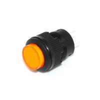 Купить Кнопка (R16-503BD) без фиксации, круглая c подсветкой 2,4V, 3А, 250VAC, OFF-(ON), 4PIN, Желтый, Черный Магазин радиоэлектроники и радиодеталей RELCOMA, радиорынок каталог Киев, Украина