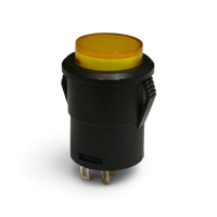 Купить Кнопка (R16-503BD-K), без фиксации, круглая c подсветкой 2,4V, 3А, 250VAC, 4PIN, Желтый, Черный Магазин радиоэлектроники и радиодеталей RELCOMA, радиорынок каталог Киев, Украина