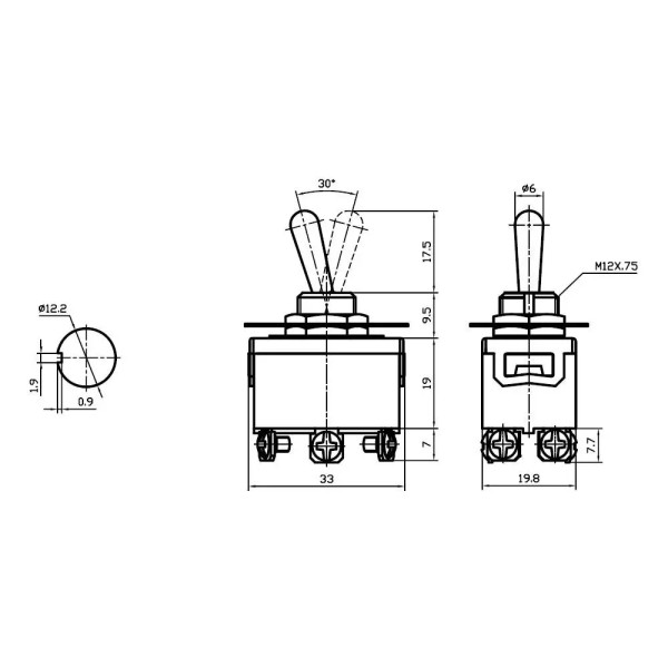 Купити Тумблер (KN3C-223), без фіксації, 15А, 250V, (ON)-OFF-(ON), 6PIN (гвинти) Магазин радіоелектроніки та радіодеталей RELCOMA, радіоринок каталог Київ, Україна