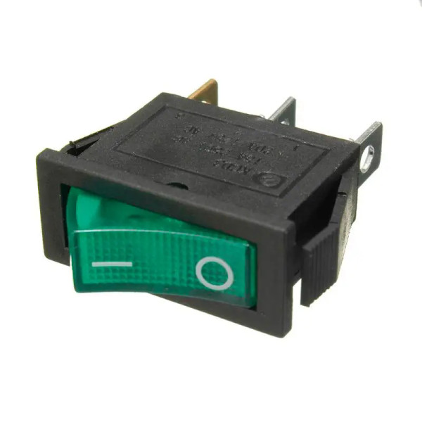 Купить Переключатель клавишный KCD3-101N с фиксацией c подсветкой 220V ON-OFF Зеленый, Черный Магазин радиоэлектроники и радиодеталей RELCOMA, радиорынок каталог Киев, Украина