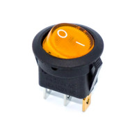 Купить Переключатель мини KCD5-2-101N, круглый, подсветка 220V, ON-OFF, 3PIN, Желтый, Черный Магазин радиоэлектроники и радиодеталей RELCOMA, радиорынок каталог Киев, Украина