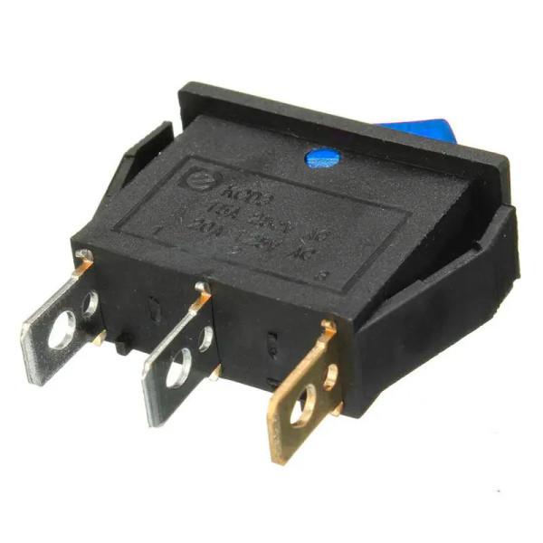 Купить Переключатель клавишный KCD3-101N с фиксацией c подсветкой 220V ON-OFF Синий, Черный Магазин радиоэлектроники и радиодеталей RELCOMA, радиорынок каталог Киев, Украина
