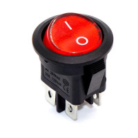Купить Переключатель клавишный (KCD1-8-201N) c подсветкой 220V (N) ON-OFF 4 Pin Красный Черный Магазин радиоэлектроники и радиодеталей RELCOMA, радиорынок каталог Киев, Украина