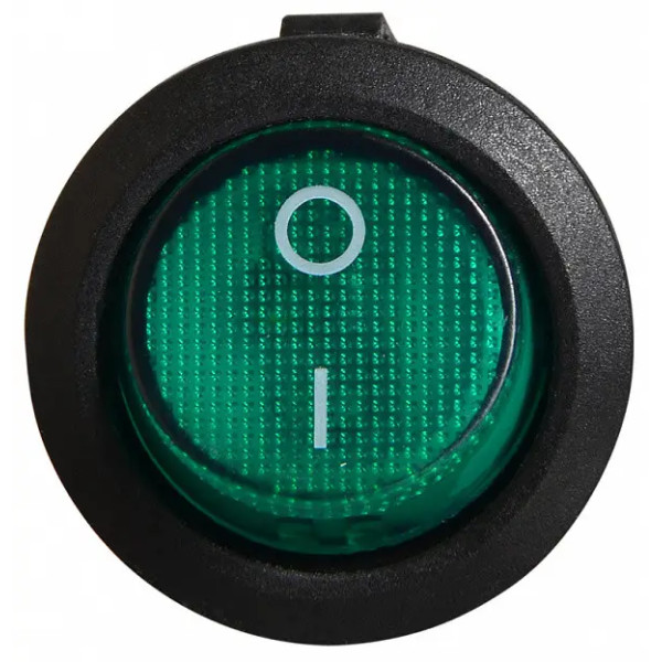Купить Переключатель клавишный (KCD1-5-101N) c подсветкой 220V (N) ON-OFF 3 Pin Зеленый Черный Магазин радиоэлектроники и радиодеталей RELCOMA, радиорынок каталог Киев, Украина