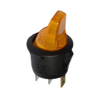 Купить Переключатель круглый тумблер KCD1-5-101NH, подсветка 12V,  ON-OFF, 3PIN, Желтый, Черный Магазин радиоэлектроники и радиодеталей RELCOMA, радиорынок каталог Киев, Украина