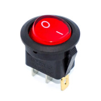 Купить Переключатель мини KCD5-2-101N, круглый, подсветка 220V, ON-OFF, 3PIN, Красный, Черный Магазин радиоэлектроники и радиодеталей RELCOMA, радиорынок каталог Киев, Украина