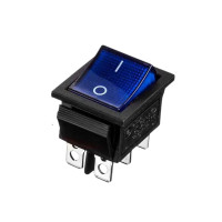 Купить Переключатель клавишный KCD2-202N c подсветкой 220V (N), 16А, ON-ON 6 Pin, Синий, Черный Магазин радиоэлектроники и радиодеталей RELCOMA, радиорынок каталог Киев, Украина