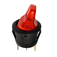 Купить Переключатель круглый тумблер KCD1-5-101NH, подсветка 12V,  ON-OFF, 3PIN, Красный, Черный Магазин радиоэлектроники и радиодеталей RELCOMA, радиорынок каталог Киев, Украина