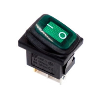 Купити Перемикач міні KCD1-2-101NW, IP65, 6A, 3pin, підсвічування 220V, ON-OFF, зелений Магазин радіоелектроніки та радіодеталей RELCOMA, радіоринок каталог Київ, Україна