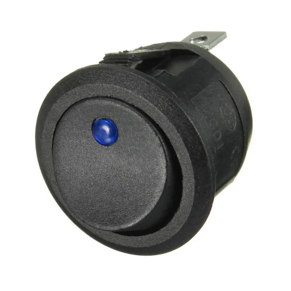 Купить Переключатель клавишный KCD1-5-101EN с фиксацией c индикатором 12V ON-OFF 3 Pin, Синий, Черный Магазин радиоэлектроники и радиодеталей RELCOMA, радиорынок каталог Киев, Украина