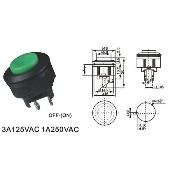 Купить Кнопка (DS-500), без фиксации, круглая, без подсветки, OFF-(ON), 2PIN, Желтый, Черный Магазин радиоэлектроники и радиодеталей RELCOMA, радиорынок каталог Киев, Украина