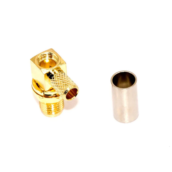 Купити Роз'єм SMA, гніздо SMA (female) standard кутове, обтискне (кабель RG-58), з гайкою, gold Магазин радіоелектроніки та радіодеталей RELCOMA, радіоринок каталог Київ, Україна