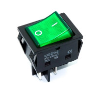 Купить Переключатель клавишный KCD4, 30A, с фиксацией, c подсветкой 220V, ON-OFF, 4PIN, Зеленый, Черный Магазин радиоэлектроники и радиодеталей RELCOMA, радиорынок каталог Киев, Украина