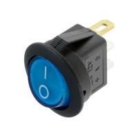 Купить Переключатель клавишный KCD1-8-101N c подсветкой 12V ON-OFF 3 Pin, Синий, Черный Магазин радиоэлектроники и радиодеталей RELCOMA, радиорынок каталог Киев, Украина