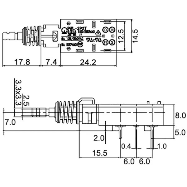 Купити Кнопка ПКН з фіксацією, JD01 (PWL-2P2T), 220V, 6A, 6PIN, на витяжку Магазин радіоелектроніки та радіодеталей RELCOMA, радіоринок каталог Київ, Україна
