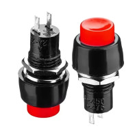 Купить Кнопка (DS-450), с фиксацией, круглая, без подсветки, ON-OFF, 2PIN, Красный, Черный Магазин радиоэлектроники и радиодеталей RELCOMA, радиорынок каталог Киев, Украина