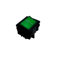Купить Переключатель клавишный KCD1-6-201N с фиксацией c подсветкой 220V ON-OFF 4 Pin Зеленый, Черный Магазин радиоэлектроники и радиодеталей RELCOMA, радиорынок каталог Киев, Украина