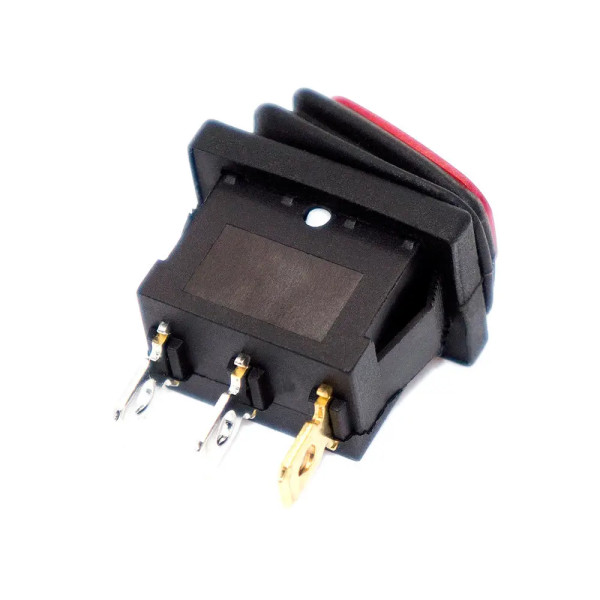 Купить Переключатель мини KCD1-2-101NW, IP65, 6A, 3pin, подстветка 220V, ON-OFF, красный Магазин радиоэлектроники и радиодеталей RELCOMA, радиорынок каталог Киев, Украина