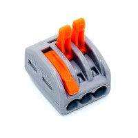 Купити З'єднувач проводів багаторазовий PCT-213 (типу WAGO 222-413), 3pin (max 2.5mm2), Сірий Магазин радіоелектроніки та радіодеталей RELCOMA, радіоринок каталог Київ, Україна